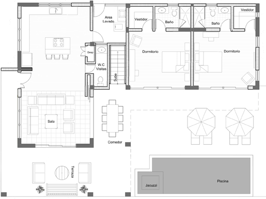 Example blueprints for homes built in Las Palmeras de Coson